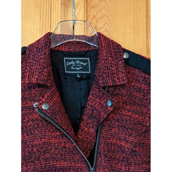 LUCKY BRAND Women's Red Tweed Coat Sz Small - Picture 10 of 11